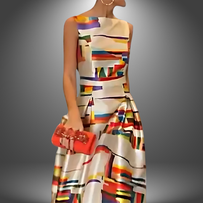 Amelia™ | Bold Geometric Print Maxi Dress