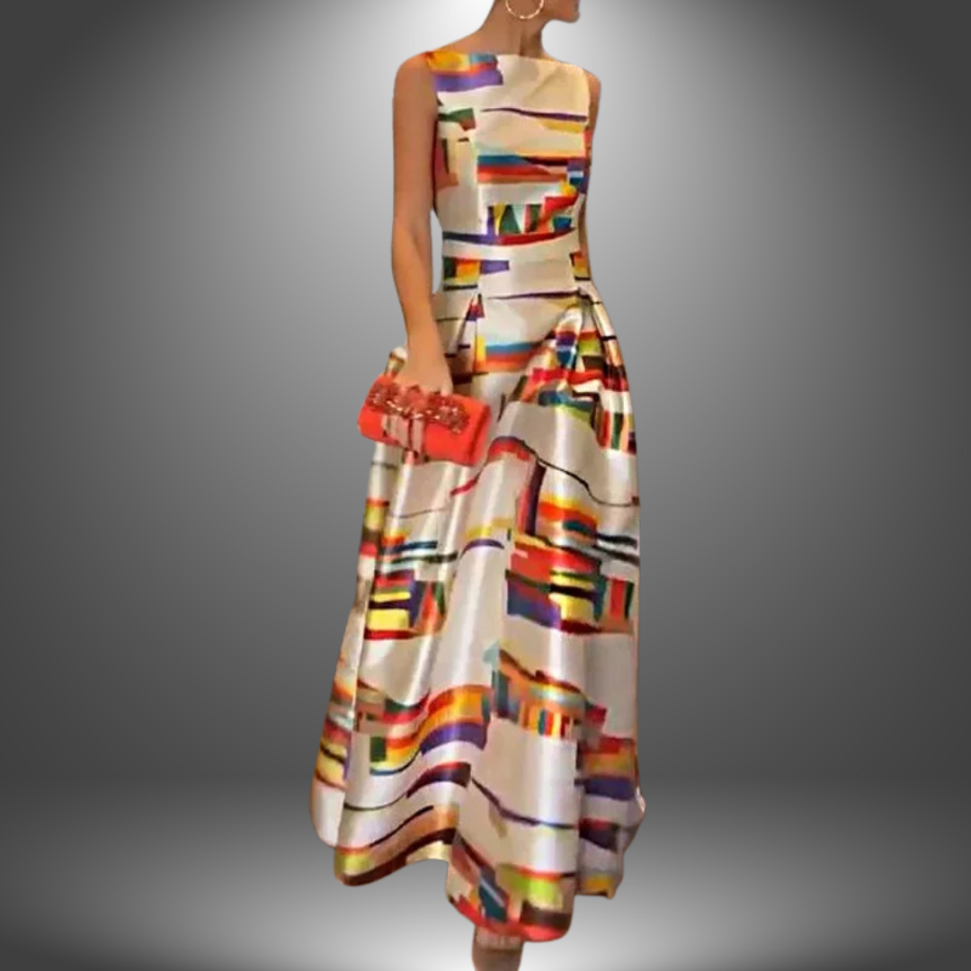 Amelia™ | Bold Geometric Print Maxi Dress