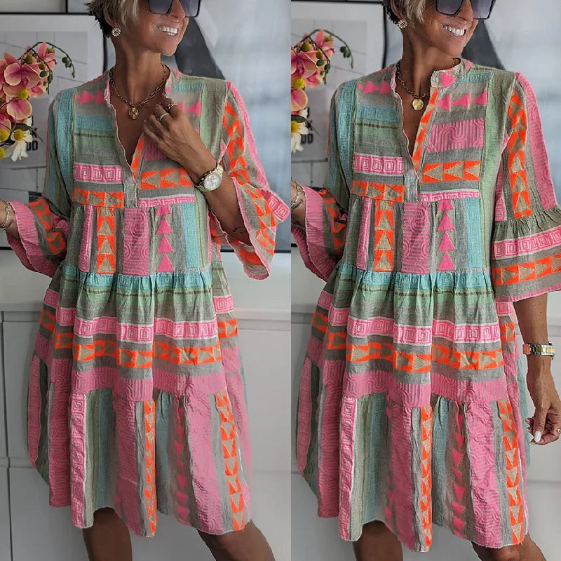 Lily™ | Chic V-Neck Cotton Hemp Summer Dress